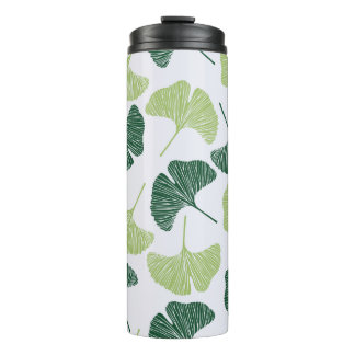 Nahtloses Muster Green Ginkgo Biloba  Thermosbecher