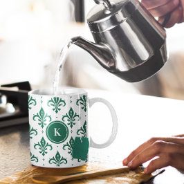 Nahtloses Muster, grün und weiß Zweifarbige Tasse