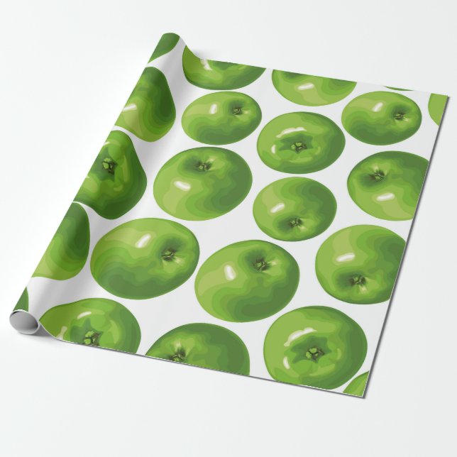 Nahtloses Muster grüner Apfel Geschenkpapier (Ungerollt)