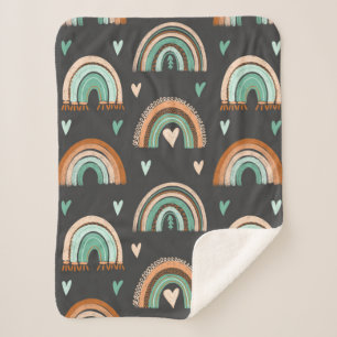 Nahtloses Muster handgezogener Herzen und boho rai Sherpadecke