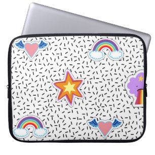 Nahtloses Muster Hintergrund mit Patch Cartoon sta Laptopschutzhülle
