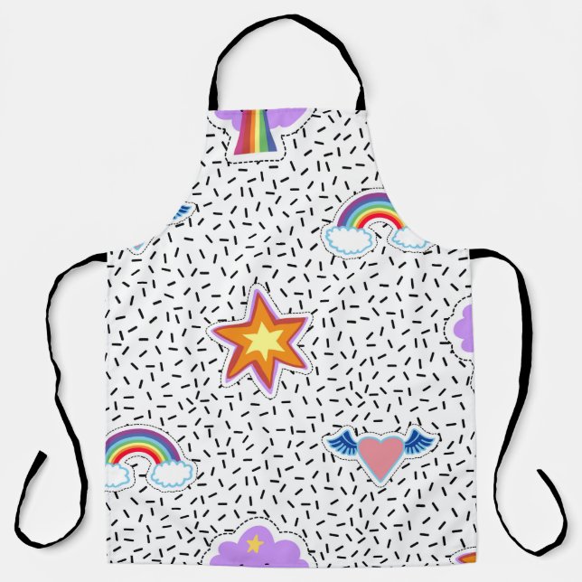 Nahtloses Muster Hintergrund mit Patch Cartoon sta Schürze (Vorderseite)