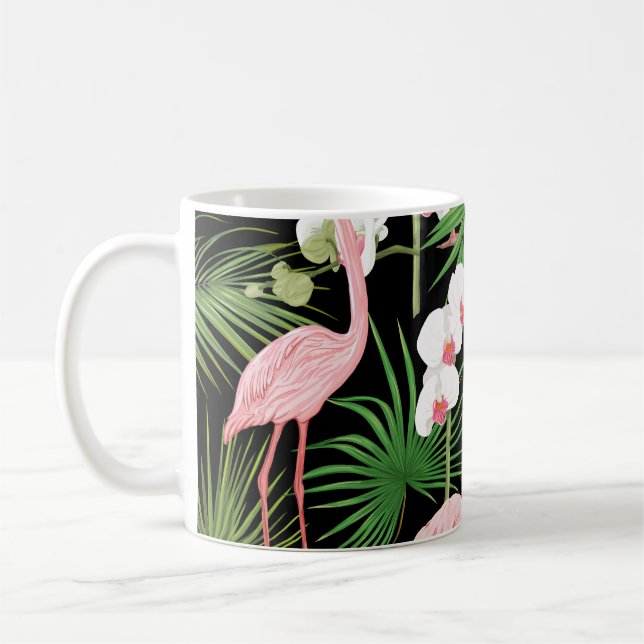 Nahtloses Muster, Hintergrund mit tropischen Pflan Kaffeetasse (Links)