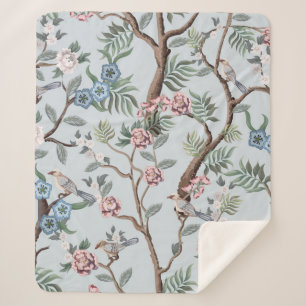 Nahtloses Muster im Chinoiserie-Stil mit Pionieren Sherpadecke