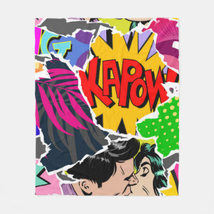 Nahtloses Muster im Pop-Art-Comic-Stil. Collage au Fleecedecke