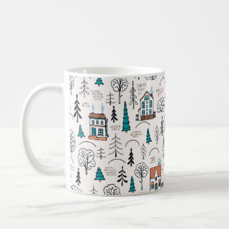 Nahtloses Muster im skandinavischen Stil. Kleines Kaffeetasse