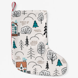 Nahtloses Muster im skandinavischen Stil. Kleines Kleiner Weihnachtsstrumpf