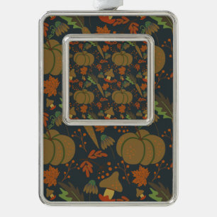 Nahtloses Muster Kürbis und Karottenschwarz Rahmen-Ornament Silber