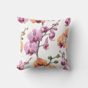 Nahtloses Muster mit Aquarellorchideen-Blume Kissen