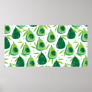 Nahtloses Muster mit Avocados. Briefmarke texturie Poster