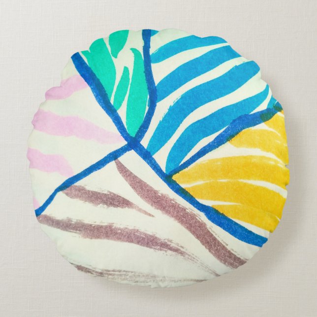 Nahtloses Muster mit Avocados. Briefmarke texturie Rundes Kissen (Vorderseite)