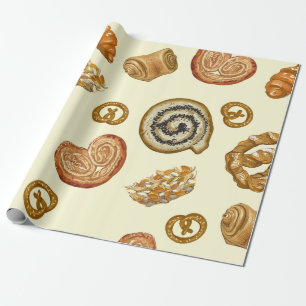 Nahtloses Muster mit Bäckerei Produkt Geschenkpapier