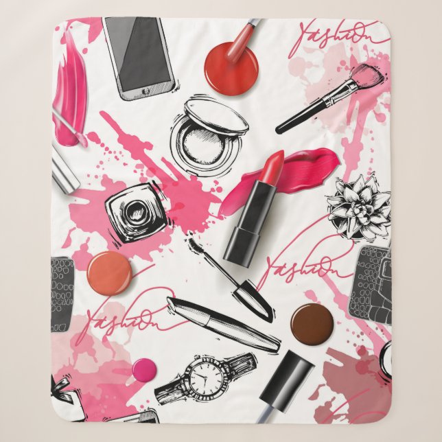 Nahtloses Muster mit bemaltetem Make-up Sherpadecke (Vorderseite)