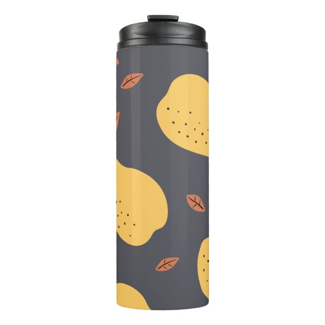 Nahtloses Muster mit Birnen. Fruchtlicht modern t Thermosbecher (Vorderseite)