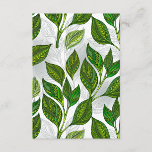 Nahtloses Muster mit Blätter aus grünem Tee Begleitkarte