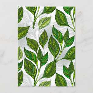 Nahtloses Muster mit Blätter aus grünem Tee Begleitkarte