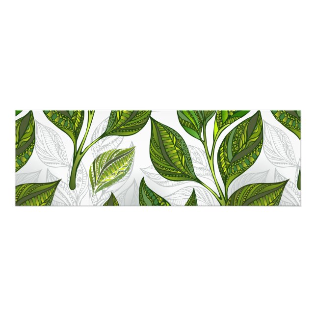 Nahtloses Muster mit Blätter aus grünem Tee Fotodruck (Vorne)