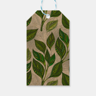 Nahtloses Muster mit Blätter aus grünem Tee Geschenkanhänger