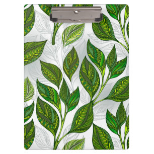 Nahtloses Muster mit Blätter aus grünem Tee Klemmbrett