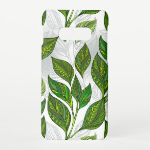 Nahtloses Muster mit Blätter aus grünem Tee Samsung Galaxy S10E Hülle