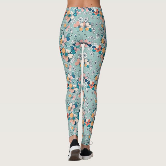 Nahtloses Muster mit Blume Leggings (Rückseite)