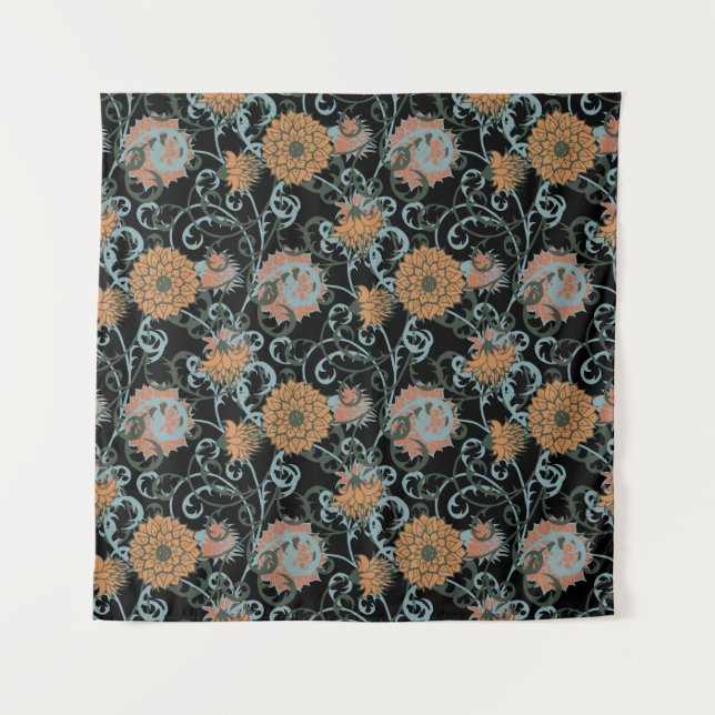 Nahtloses Muster mit Blume. Vintager Sommer Femi Wandteppich (Vorderseite)