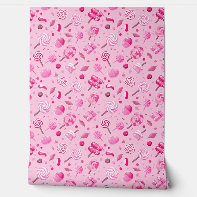 Nahtloses Muster mit Bonbons, Lollipops, blauem Ba Tapete (Abrollen)