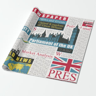 nahtloses Muster mit britischer oder Londoner Zeit Geschenkpapier