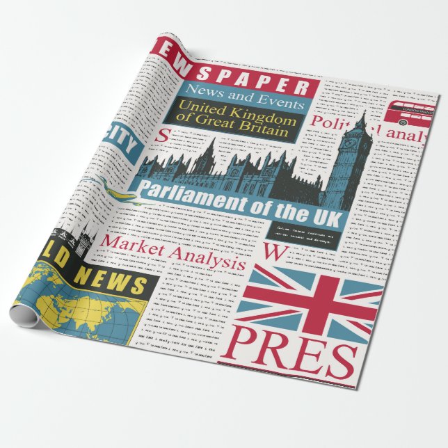 nahtloses Muster mit britischer oder Londoner Zeit Geschenkpapier (Ungerollt)