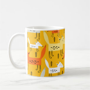 Nahtloses Muster mit Cartoon-Füchsen, Dekorelement Kaffeetasse