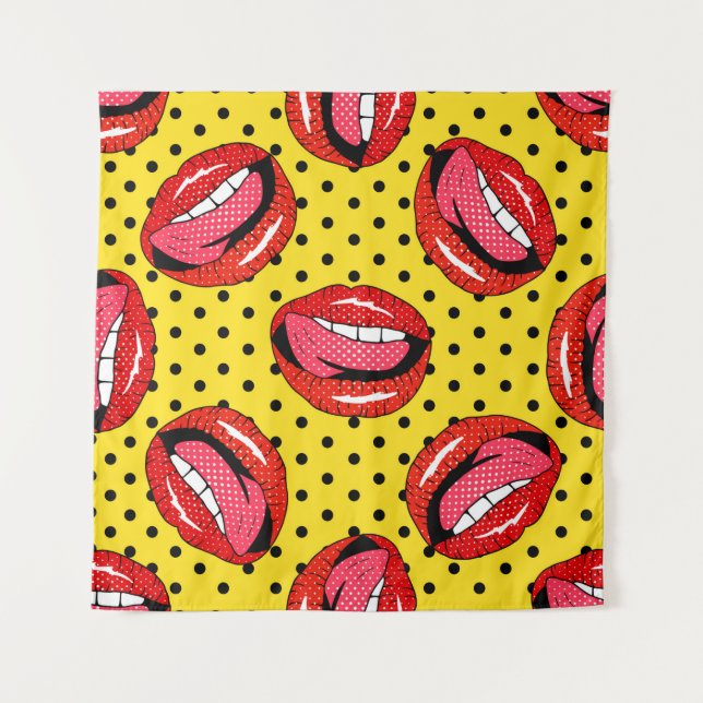 Nahtloses Muster mit Cartoon-Patch-Abzeichen mit l Wandteppich (Vorderseite)