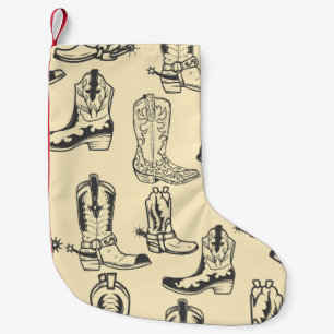 Nahtloses Muster mit Cowboystiefeln. Cowboy Kleiner Weihnachtsstrumpf