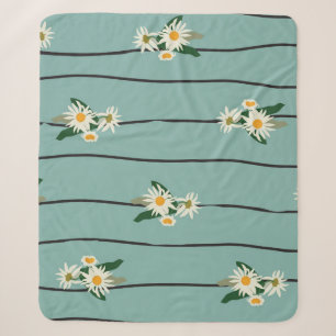 Nahtloses Muster mit Daisy und Streifen Sherpadecke