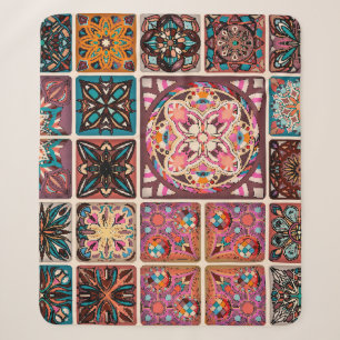 Nahtloses Muster mit dekorativen Mandalas. Vintage Sherpadecke