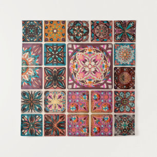 Nahtloses Muster mit dekorativen Mandalas. Vintage Wandteppich