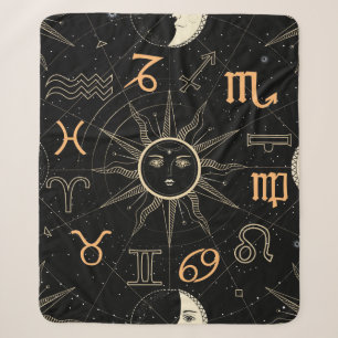 Nahtloses Muster mit dem Horoskop-Kreis mit Zo Sherpadecke