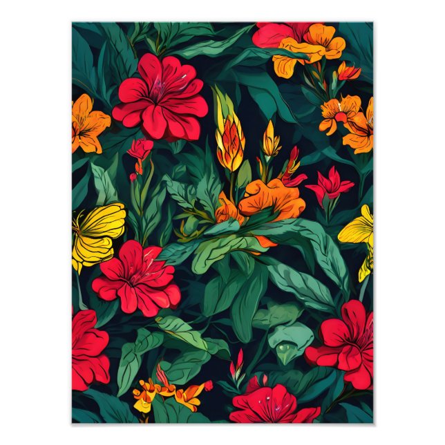Nahtloses Muster mit dynamischen Blume Fotodruck (Vorne)
