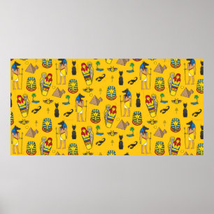 Nahtloses Muster mit egyptetischen Elementen wie e Poster