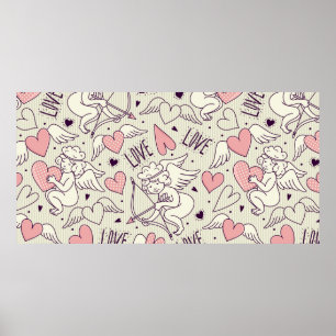 Nahtloses Muster mit Engeln. Valentinstag. Liebe Poster