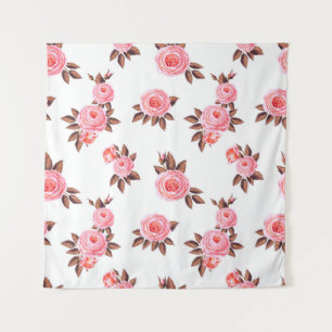 Nahtloses Muster mit englisch rosenschön, schwarz Wandteppich