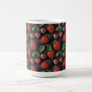 Nahtloses Muster mit Erdbeeren und Kirschen Kaffeetasse