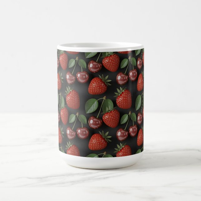 Nahtloses Muster mit Erdbeeren und Kirschen Kaffeetasse (Mittel)