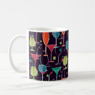 Nahtloses Muster mit farbenfrohen Wasserfarbcockta Kaffeetasse