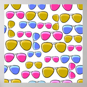 Nahtloses Muster mit farbenfroher Retroaviat Poster