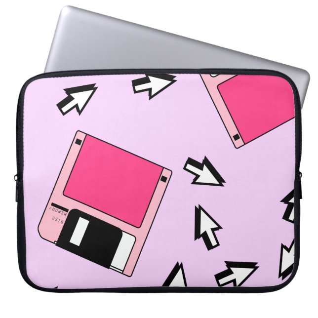 Nahtloses Muster mit farbiger Diskette im Dämpfe Laptopschutzhülle (Vorderseite)