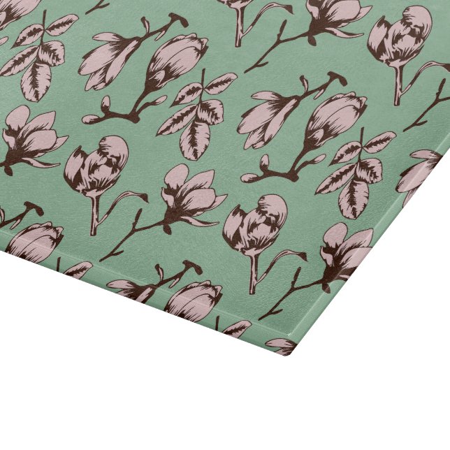 Nahtloses Muster mit Frühlingsknospen der Blume Schneidebrett (Ecke)