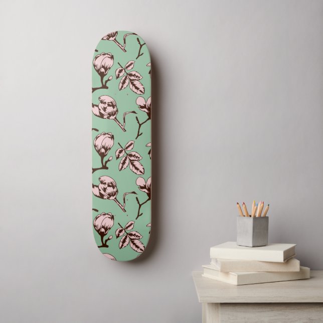 Nahtloses Muster mit Frühlingsknospen der Blume Skateboard (Wandkunst)
