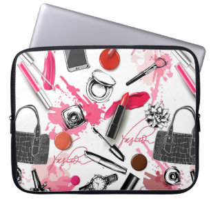 Nahtloses Muster mit gemaltem Make-up Laptopschutzhülle
