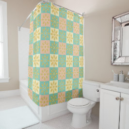 Nahtloses Muster mit geometrischen Blumenmotiven Duschvorhang