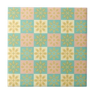 Nahtloses Muster mit geometrischen Blumenmotiven Fliese